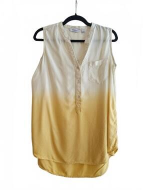 Great Northwest Indigo Sleeveless Ombre Rayon Blouse w/Chest Pocket-Women Medium